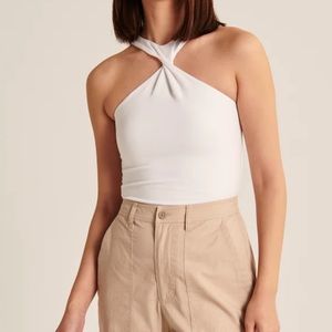 White Twist Neck Halter Top